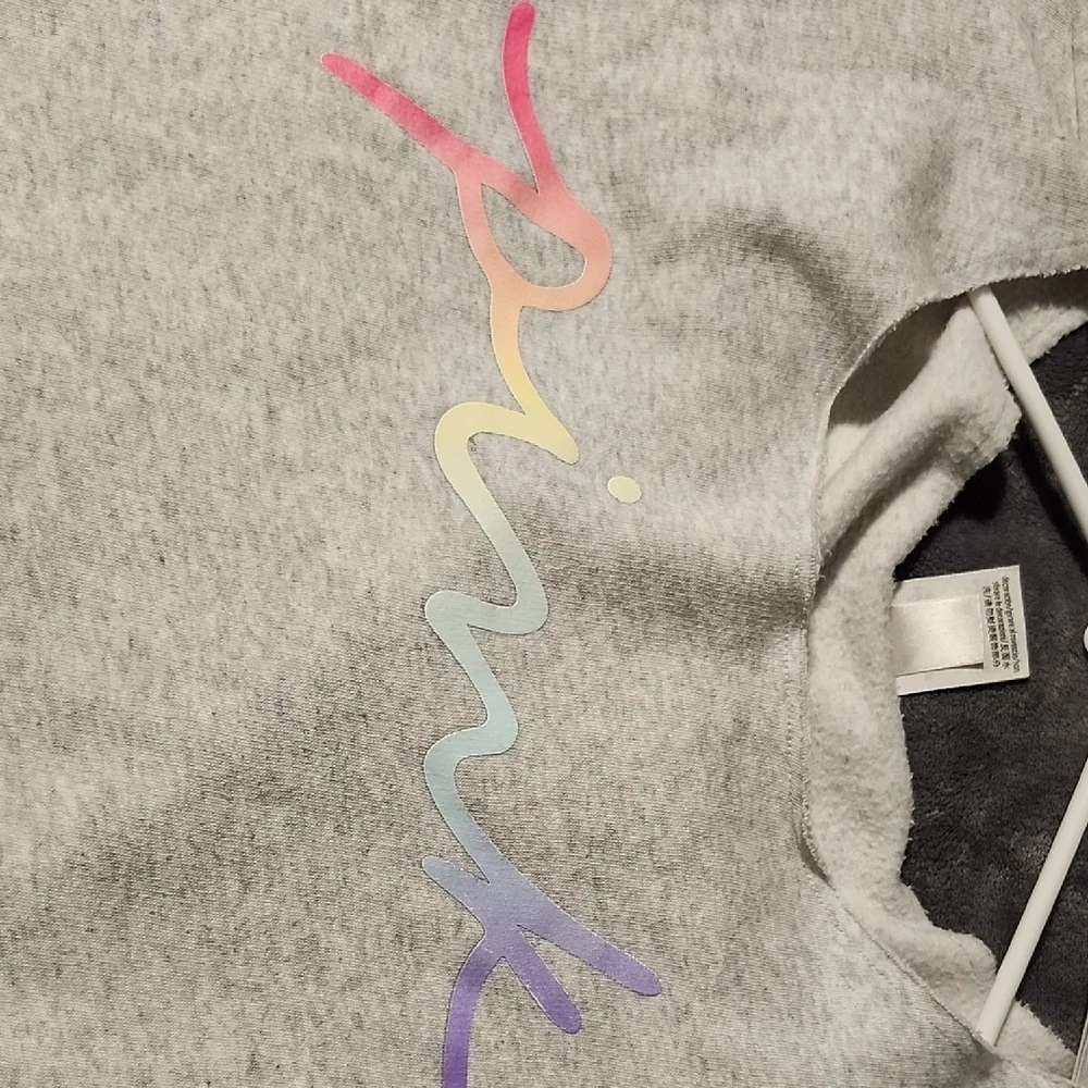 Victoria Secret Pink Grey Sweat Suit ( top And Bottoms) With Pastel Color "PINK" - Picture 3 of 11